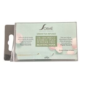 Sorme'Treatment Cosmetics Green Tea Infused Blotting Bamboo Paper 60 Sheets ea